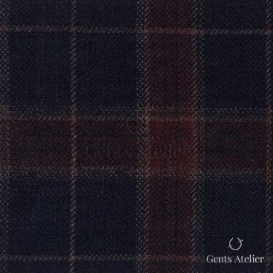 Костюмная ткань Marzoni 655 - 005 / 1200 — Тёмно-синий / Бордовый, оконная клетка, 95% шерсть, 5% кашемир