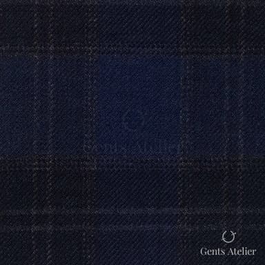 Костюмная ткань Marzoni 655 - 006 / 1200 — Синий / Серый, оконная клетка, 95% шерсть, 5% кашемир