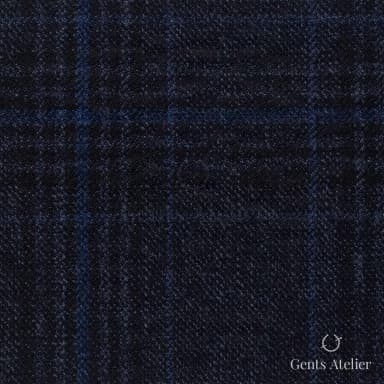 Костюмная ткань Marzoni 655 - 026 / 1200 — Антрацит / Синий, оконная клетка, 95% шерсть, 5% кашемир