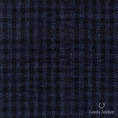 Костюмная ткань Marzoni 655 - 027 / 1200 — Тёмно-синий / Синий / Коричневый, клетка, 95% шерсть, 5% кашемир