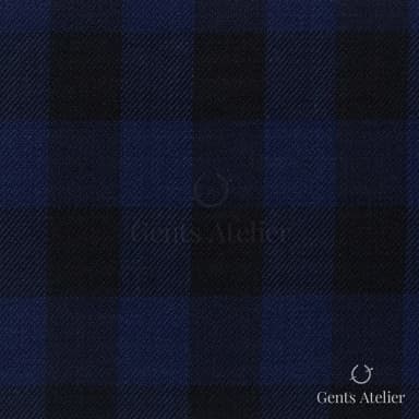Костюмная ткань Marzoni 608 - 269 / 1500 — Mid-Night Blue / Чёрный, клетка, 100% шерсть