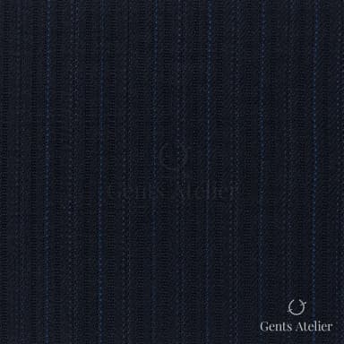 Костюмная ткань Marzoni 725 - 444 / 1400 — Тёмно-синий / Синий, полоса, 100% шерсть