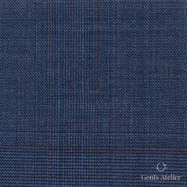 Костюмная ткань Marzoni 725 - 454 / 1300 — Синий / Tan, оконная клетка, 100% шерсть
