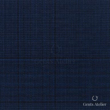Костюмная ткань Marzoni 725 - 459 / 1300 — Тёмно-синий / Синий, оконная клетка, 100% шерсть