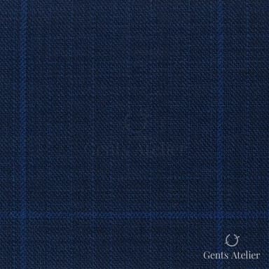 Костюмная ткань Marzoni 725 - 461 / 1300 — Тёмно-синий / Синий, оконная клетка, 100% шерсть