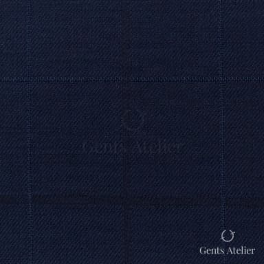 Костюмная ткань Marzoni 725 - 472 / 1400 — Тёмно-синий / Синий, оконная клетка, 100% шерсть