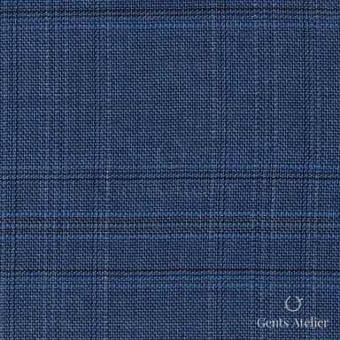 Костюмная ткань Marzoni 725 - 478 / 1300 — Синий / Синий, оконная клетка, 100% шерсть
