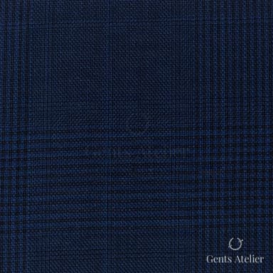 Костюмная ткань Marzoni 725 - 488 / 1500 — Синий / Тёмно-синий, оконная клетка, 100% шерсть