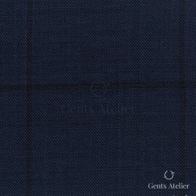 Костюмная ткань Marzoni 725 - 500 / 1500 — Тёмно-синий / Чёрный, оконная клетка, 100% шерсть