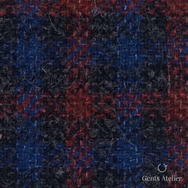 Костюмная ткань Marzoni 665 - 102 / 1500 — Красный / Угольный, в клетку, 61% шерсть / 16% Mohair / 14% Silk / 9% Cashmere