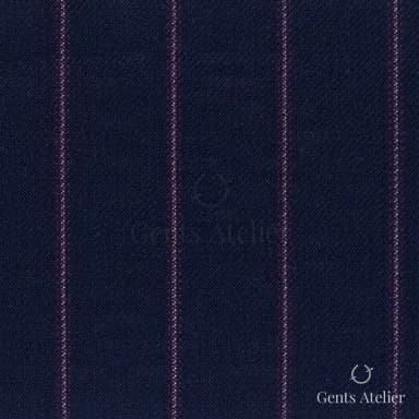 Костюмная ткань Marzoni 607 - 874 / 1000 — Тёмно-синий / Розовый, в полоску, 100% шерсть