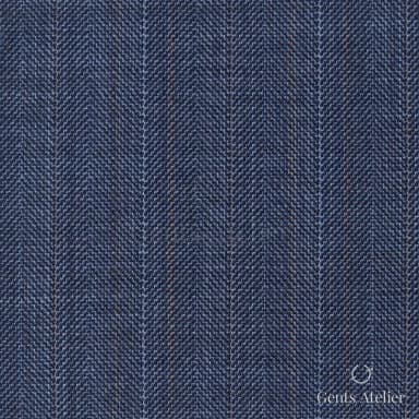 Костюмная ткань Marzoni 609 - 875 / 1000 — Синий / Оранжевый, ёлочка, 100% шерсть
