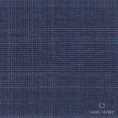 Костюмная ткань Marzoni 609 - 878 / 1000 — Синий / Розовый, виндоупейн, 100% шерсть