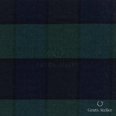 Костюмная ткань Marzoni 605 - 284 / 600 — Тёмно-синий / Зелёный, в полоску, 100% Cotton