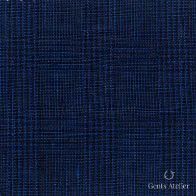 Костюмная ткань Marzoni 605 - 763 / 800 — Тёмно-синий, виндоупейн, 100% Linen