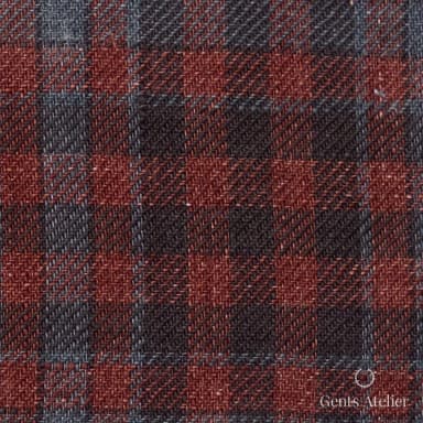 Костюмная ткань Marzoni 613 - 555 / 800 — Красный / Голубой, в клетку, 100% Linen