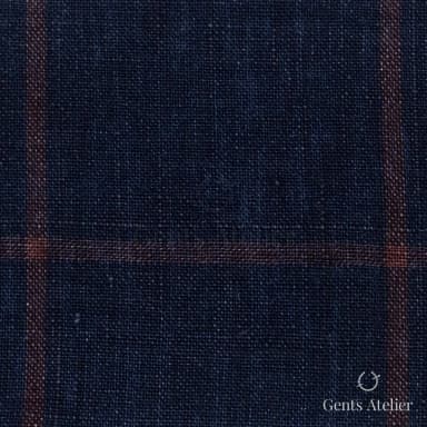 Костюмная ткань Marzoni 613 - 559 / 700 — Тёмно-синий / Красный, виндоупейн, 100% Linen