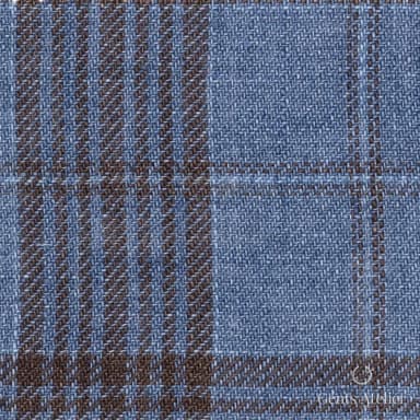 Костюмная ткань Marzoni 613 - 574 / 900 — Голубой / Коричневый, виндоупейн, 100% Linen