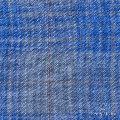 Костюмная ткань Marzoni 613 - 580 / 900 — Синий / Бежевый, виндоупейн, 100% Linen