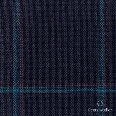 Костюмная ткань Marzoni 655 - 539 / 1200 — Тёмно-синий / Зелёный, виндоупейн, 50% шерсть / 38% Silk / 12% Linen