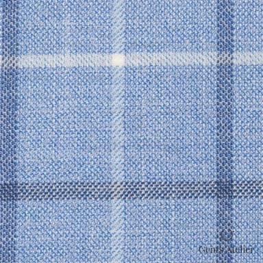 Костюмная ткань Marzoni 655 - 561 / 1200 — Голубой / Белый, виндоупейн, 50% шерсть / 38% Silk / 12% Linen