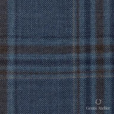 Костюмная ткань Marzoni 600 - 568 / 1000 — Синий / Коричневый, виндоупейн, 100% шерсть