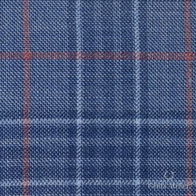 Костюмная ткань Marzoni 651 - 766 / 1200 — Синий / Красный, виндоупейн, 100% шерсть