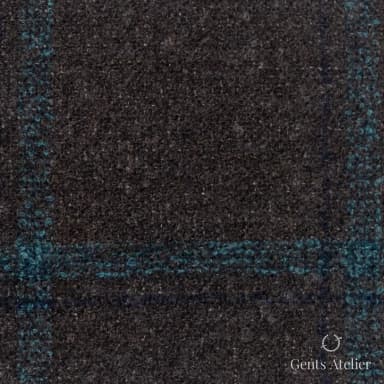 Костюмная ткань Marzoni 641 - 149 / 1000 — Коричневый / Бирюзовый / Тёмно-синий, виндоупейн, 45% шерсть, 41% Cotton, 14% Polyamide