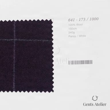 Костюмная ткань Marzoni 641 - 173 / 1000 — Тёмно-фиолетовый / Белый, виндоупейн, 100% шерсть