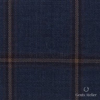 Костюмная ткань Marzoni 651 - 743 / 1200 — Синий / Коричневый, виндоупейн, 100% шерсть