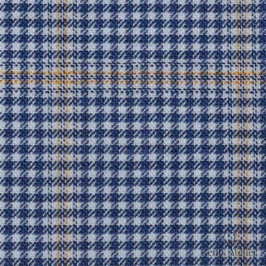 Костюмная ткань Marzoni 651 - 761 / 1200 — Тёмно-синий / Белый / Жёлтый, в клетку, 100% шерсть