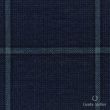 Костюмная ткань Marzoni 651 - 790 / 1000 — Синий / Бирюзовый, виндоупейн, 100% шерсть