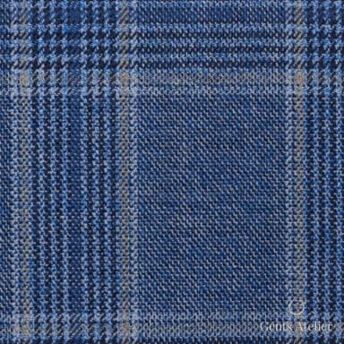 Костюмная ткань Marzoni 651 - 844 / 1200 — Синий / Бежевый, в клетку, 100% шерсть