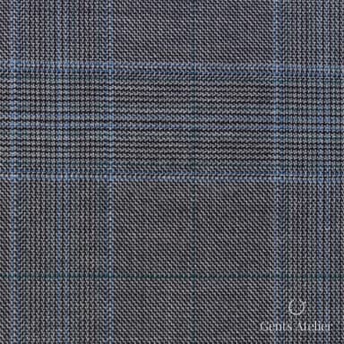 Костюмная ткань Marzoni 725 - 452 / 1300 — Серый / Синий, виндоупейн, 100% шерсть