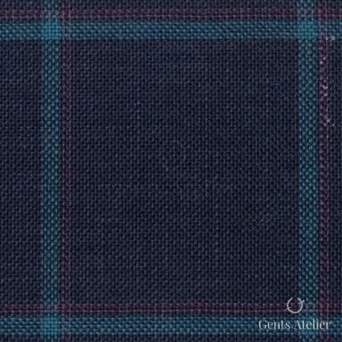 Костюмная ткань Marzoni 655 - 539 / 1200 — Тёмно-синий / Зелёный, виндоупейн, 50% шерсть 38% Silk 12% Linen