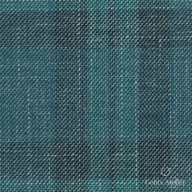 Костюмная ткань Marzoni 655 - 604 / 1400 — Зелёный / Тёмно-синий, в полоску, 55% шерсть, 34% Silk, 11% Linen