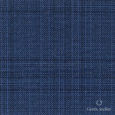 Костюмная ткань Marzoni 618 - 365 / 1200 — Синий, оконная клетка, 100% шерсть