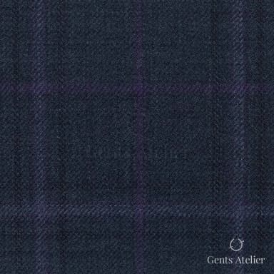 Костюмная ткань Marzoni 651 - 856 / 1200 — Тёмно-синий / Фиолетовый, оконная клетка, 100% шерсть