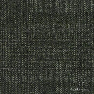 Костюмная ткань Marzoni 651 - 862 / 1200 — Оливковый, оконная клетка, 100% шерсть