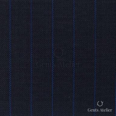 Костюмная ткань Marzoni 723 - 010 / 1200 — Тёмно-синий / Синий, полоса, 100% шерсть