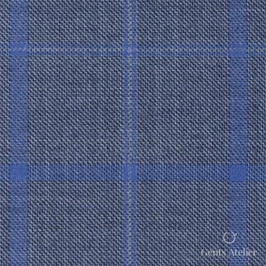 Костюмная ткань Marzoni 600 - 487 / 1000 — Синий / Серый, оконная клетка, 100% шерсть