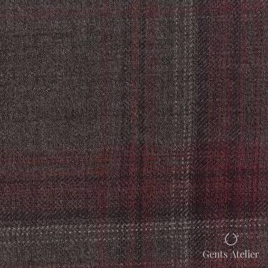 Костюмная ткань Marzoni 600 - 513 / 1000 — Коричневый / Красный, оконная клетка, 100% шерсть