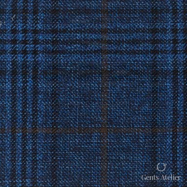 Костюмная ткань Marzoni 600 - 521 / 1000 — Синий / Коричневый, клетка, 100% шерсть