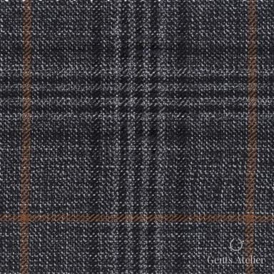 Костюмная ткань Marzoni 600 - 524 / 1000 — Антрацит / Коричневый, оконная клетка, 100% шерсть