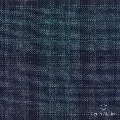 Костюмная ткань Marzoni 600 - 525 / 1000 — Синий / Зелёный, оконная клетка, 100% шерсть