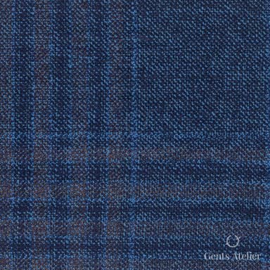 Костюмная ткань Marzoni 600 - 548 / 1000 — Синий / Tan, оконная клетка, 100% шерсть