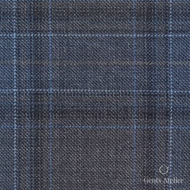Костюмная ткань Marzoni 600 - 559 / 1000 — Серый / Синий, оконная клетка, 100% шерсть