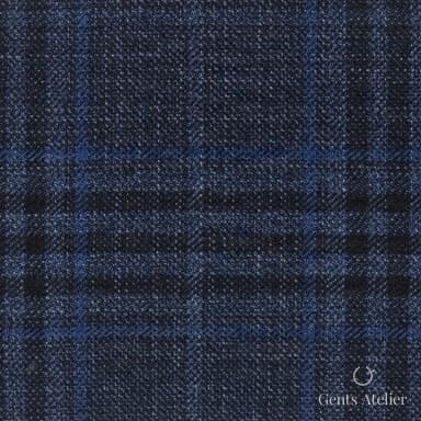 Костюмная ткань Marzoni 600 - 560 / 1000 — Синий / Антрацит, клетка, 100% шерсть