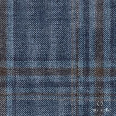 Костюмная ткань Marzoni 600 - 568 / 1000 — Синий / Коричневый, клетка, 100% шерсть