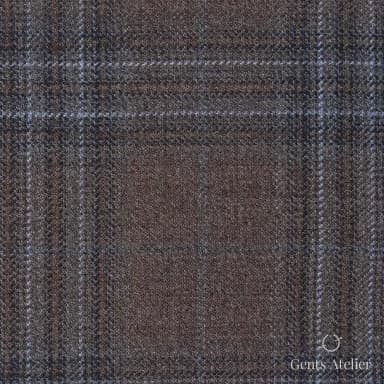 Костюмная ткань Marzoni 600 - 574 / 1000 — Коричневый / Dark Brown, оконная клетка, 100% шерсть